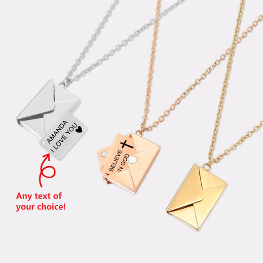 Envelope & Note Necklace - Laser-Cut Stainless Steel