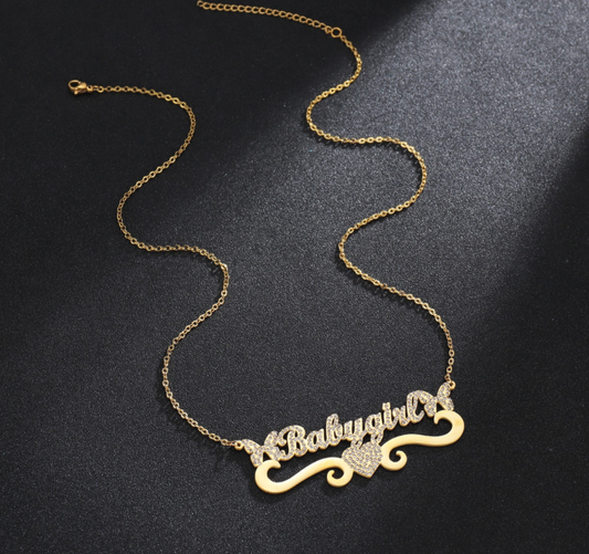 Name Necklace - Laser-Cut Stainless Steel With Zirconia