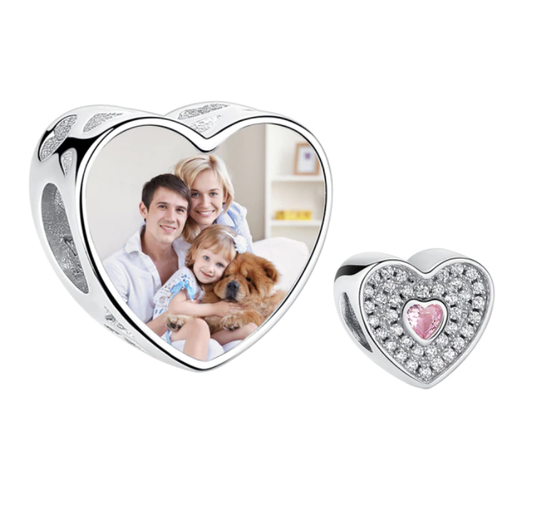 925 Silver Charm With Printed Photograph